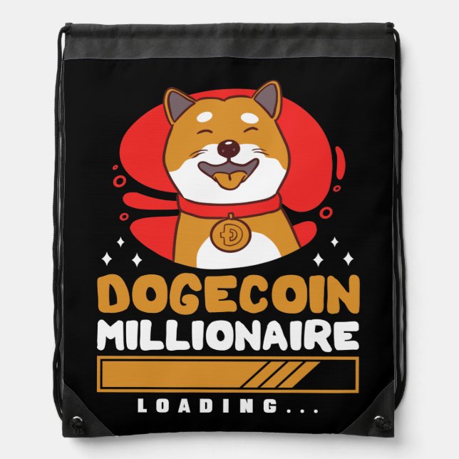 Crypto DogeCoin Millionaire Loading Drawstring Bag (Front)
