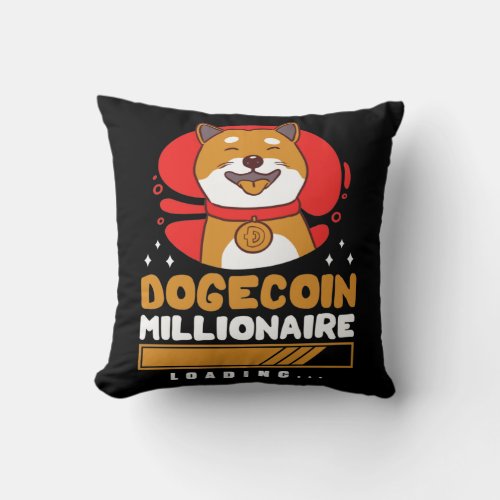 Crypto DogeCoin Millionaire Loading Throw Pillow