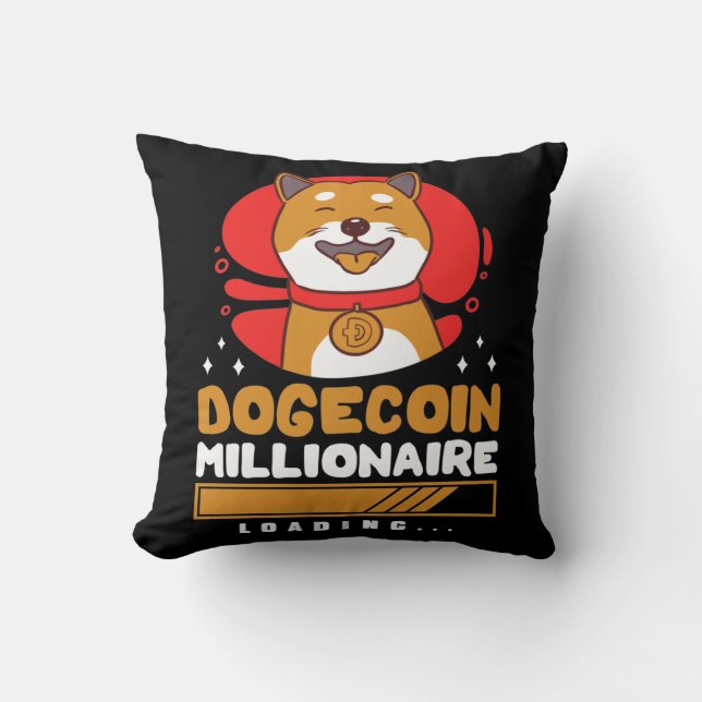 Crypto DogeCoin Millionaire Loading Throw Pillow (Front)