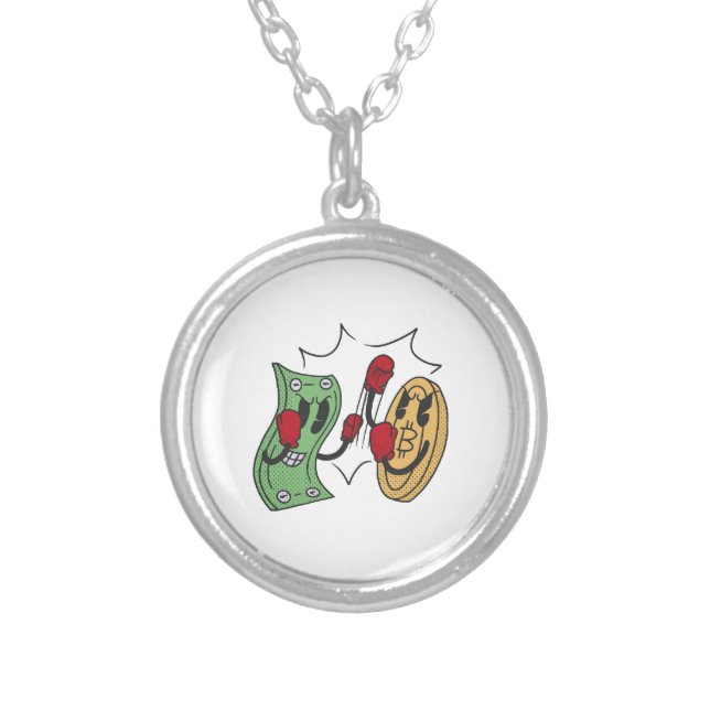 Crypto Fight Club Silver Plated Necklace (Front)