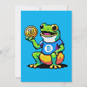 Crypto Frog - Funny Pixel Art Digital Currency Holiday Card