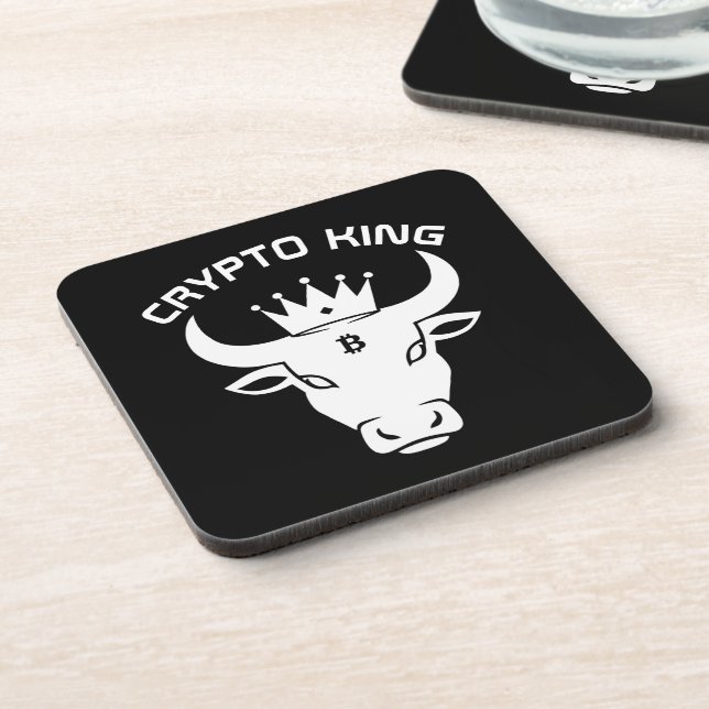 Crypto King Black Beverage Coaster (Left Side)
