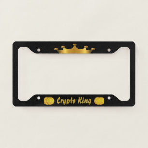 Crypto King Gold on Black License Plate Frame