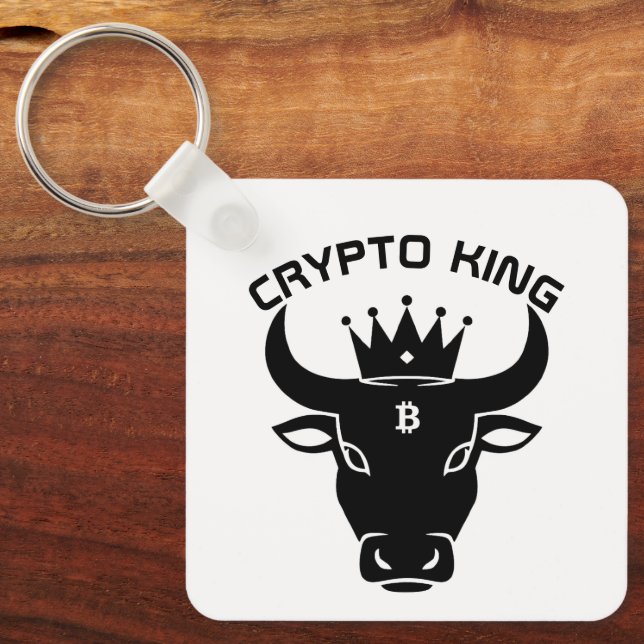Crypto King Personalized White Keychain (Front)