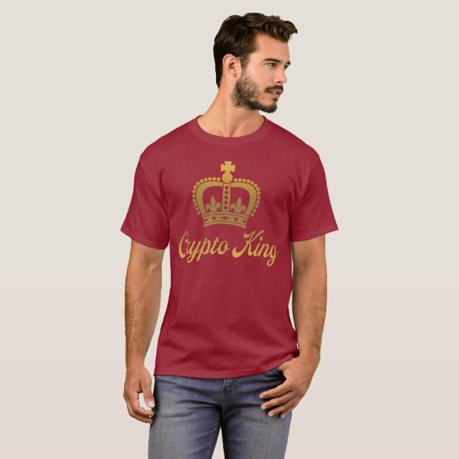 Crypto King T-Shirt in Maroon and Gold (Front Full)