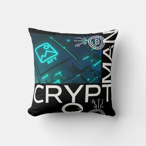 CRYPTO_MAN by PEAFDOVE Throw Pillow