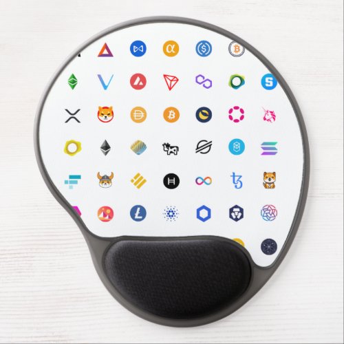 Crypto Mania BTC ETH PAX SHIB DOGE DAI ADA ATOM Gel Mouse Pad