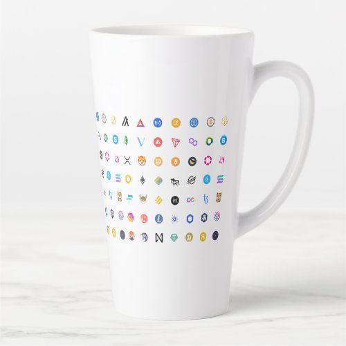 Crypto Mania BTC ETH PAX SHIB DOGE DAI ADA ATOM  Latte Mug