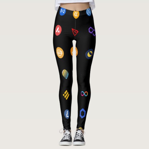 Crypto Mania BTC ETH PAX SHIB DOGE DAI ADA ATOM Leggings