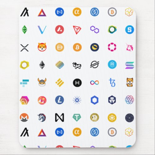 Crypto Mania BTC ETH PAX SHIB DOGE DAI ADA ATOM  Mouse Pad