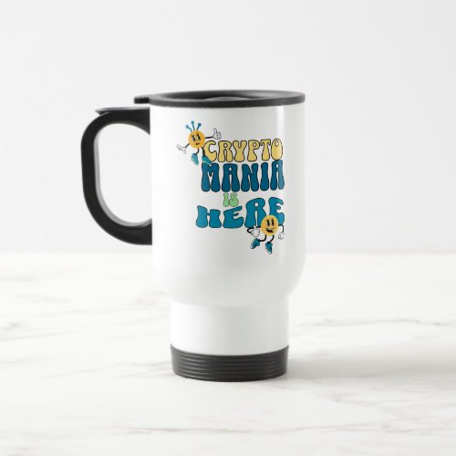 Crypto Mania Retro Blue Travel Mug