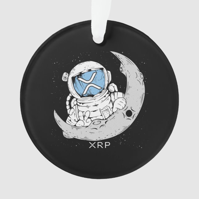 Crypto Meme XRP Cryptocurrency Cute Astronaut Moon Ornament (Front)