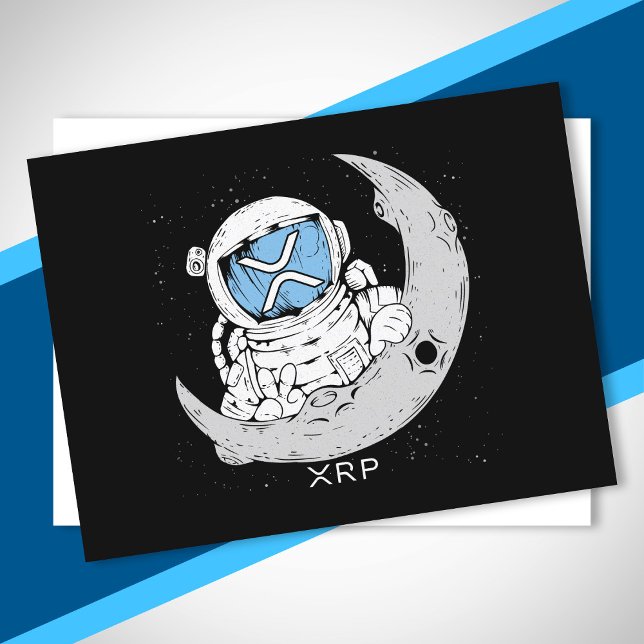 Crypto Meme XRP Cryptocurrency Cute Astronaut Moon Postcard (Creator Uploaded)