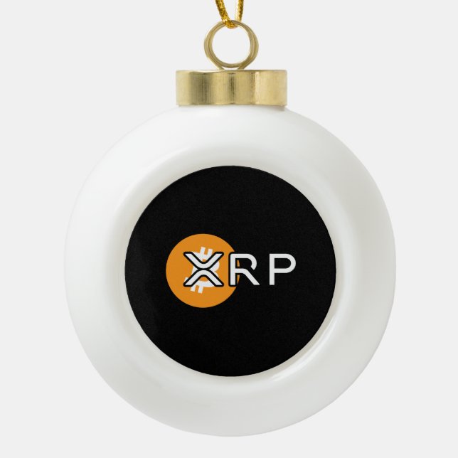 Crypto Meme XRP Over Bitcoin Cryptocurrency Swap Ceramic Ball Christmas Ornament (Front)