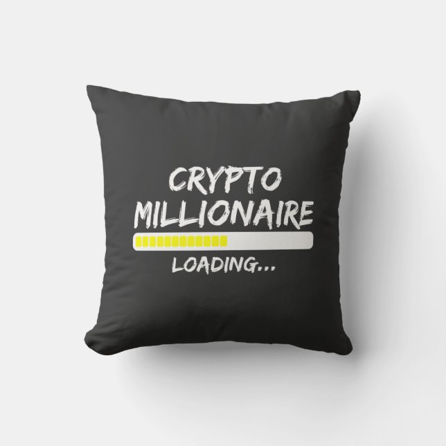 Crypto Millionaire Loading Bitcoin Throw Pillow (Front)