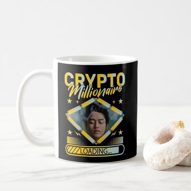 CRYPTO MILLIONAIRE LOADING CUSTOM PHOTO COFFEE MUG (With Donut)