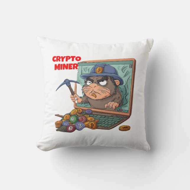 Crypto Miner Throw Pillow (Front)