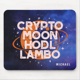 Crypto Moon Hodl Lambo Space Personalized Name Mouse Pad