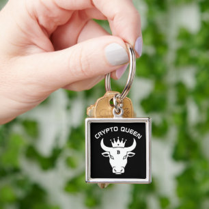 Crypto Queen Personalized Black Keychain