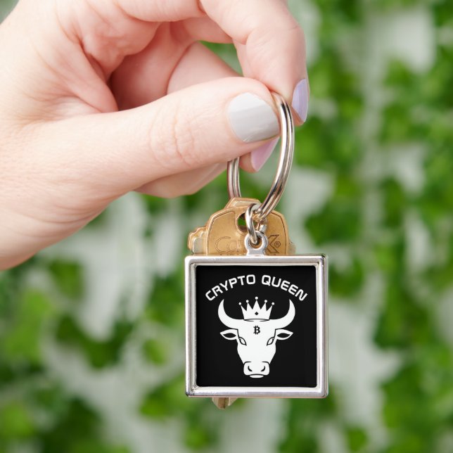 Crypto Queen Personalized Black Keychain (Hand)