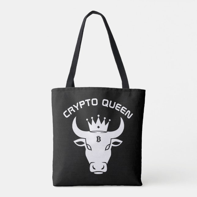 Crypto Queen Personalized Black Tote Bag (Back)