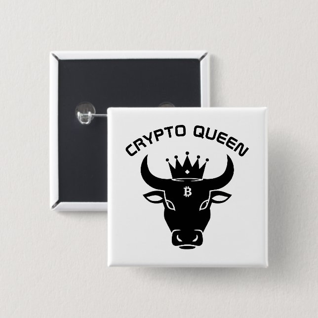 Crypto Queen Personalized White Button (Front & Back)