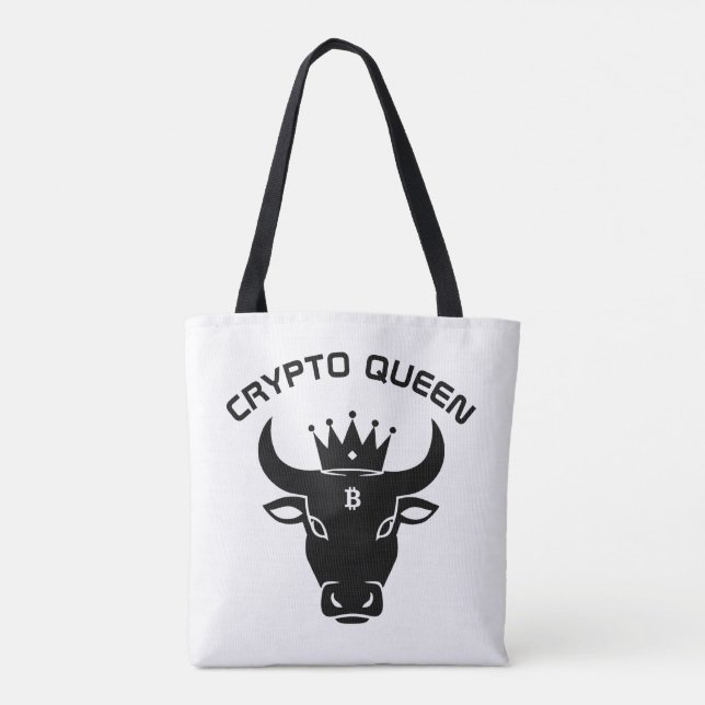Crypto Queen Personalized White Tote Bag (Back)
