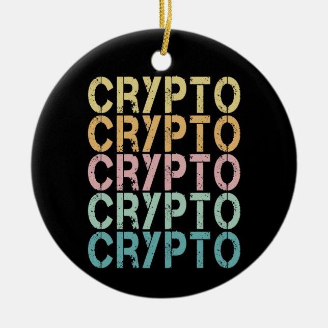 Crypto Retro Lettering Design For Cryptocurrency Ceramic Ornament (Front)