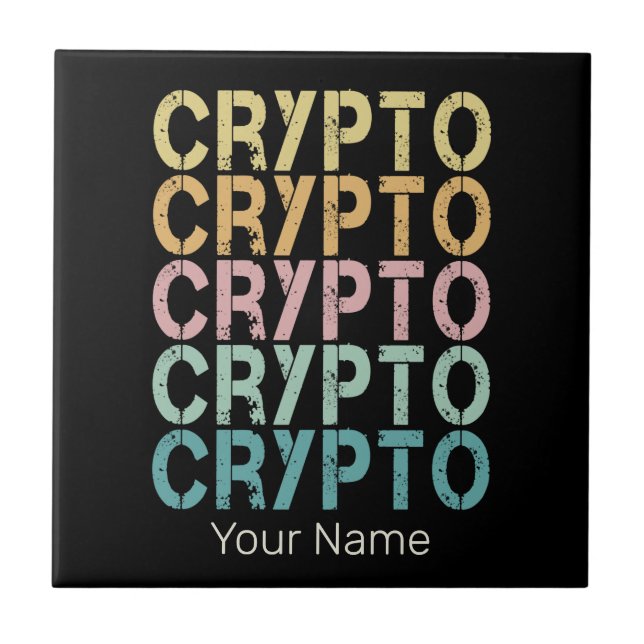 Crypto Retro Lettering Design For Cryptocurrency Ceramic Tile (Front)