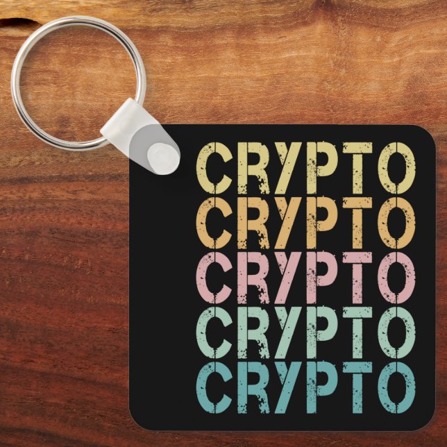 Crypto Retro Lettering Design For Cryptocurrency Keychain (Front)