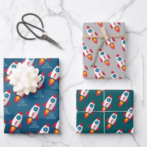 Crypto Rocket To The Moon _ Space Wrapping Paper Sheets