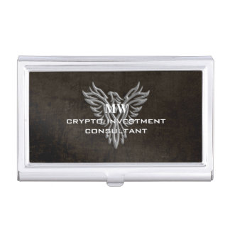 Crypto Trade Consultant, leather-look, eagle logo Business Card Case