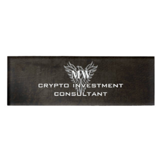 Crypto Trade Consultant, leather-look, eagle logo Name Tag