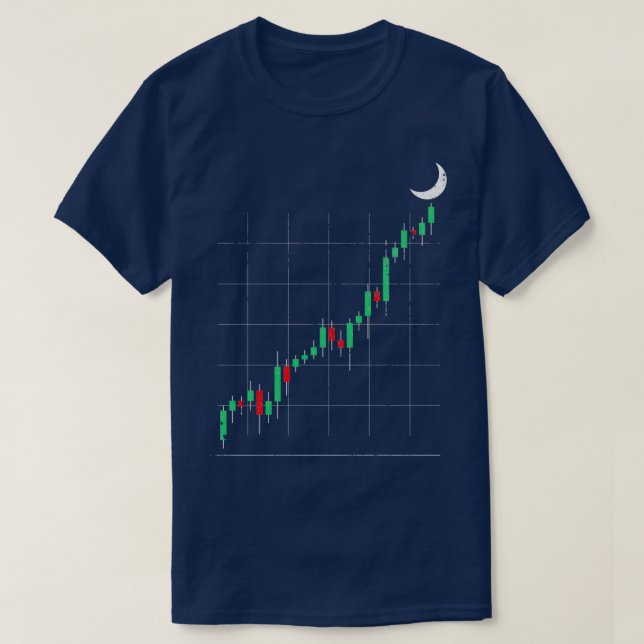 Crypto Trading To The Moon Candlesticks Trader T-Shirt (Design Front)