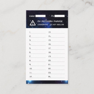 Crypto Wallet Space Recovery Seed Phrase 24 Business Card
