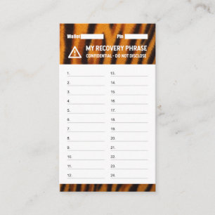 Crypto Wallet Tiger Recovery Seed Phrase 24 Business Card