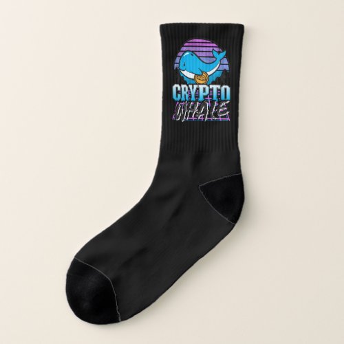 Crypto Whale Bitcoin Retrowave Cryptocurrency BTC Socks