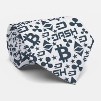 Cryptocurrencies blue pattern neck tie