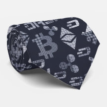 Cryptocurrencies Tartan Blue Pattern Neck Tie