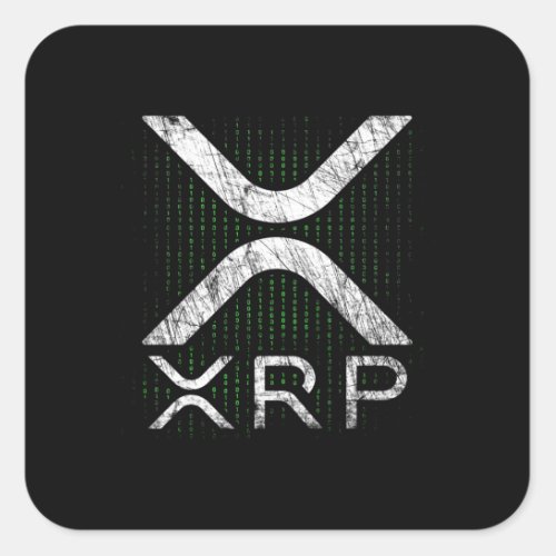 Cryptocurrency Binary Code XRP Hodlers Crypto Meme Square Sticker