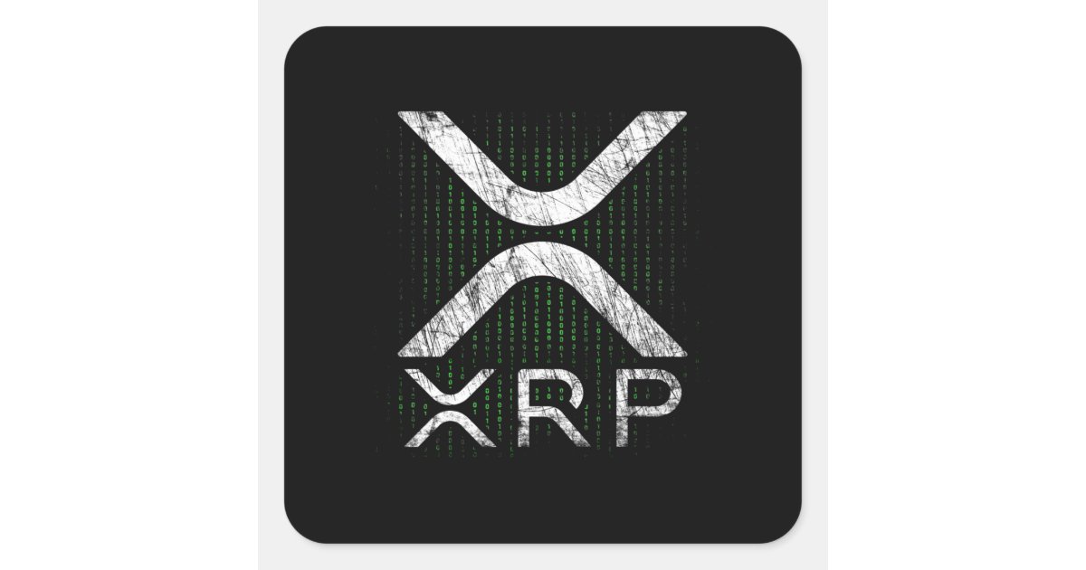 Cryptocurrency Binary Code XRP Hodlers Crypto Meme Square Sticker | Zazzle