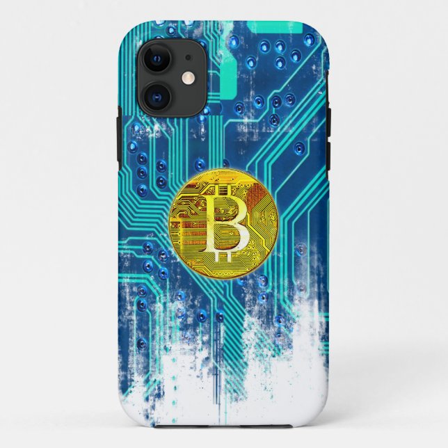 Cryptocurrency Bitcoin and Circuit Board  Case-Mate iPhone Case (Back)