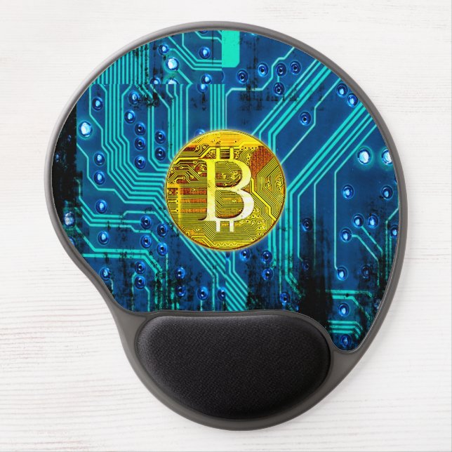 Cryptocurrency Bitcoin and Circuit Board Gel Mouse Pad (Front)