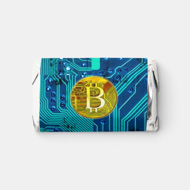 Cryptocurrency Bitcoin and Circuit Board  Hershey's Miniatures (Front)