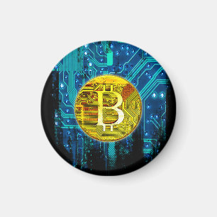Cryptocurrency Bitcoin and Circuit Board Magnet