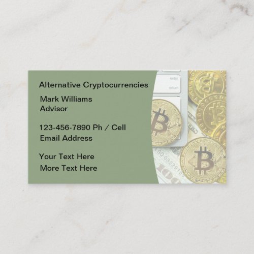 Cryptocurrency Bitcoin Investing Theme Business Card