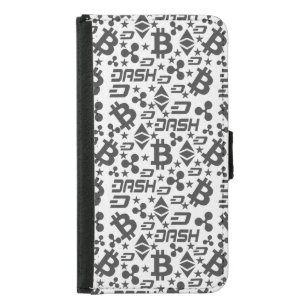 Cryptocurrency Black & White Pattern Samsung Galaxy S5 Wallet Case