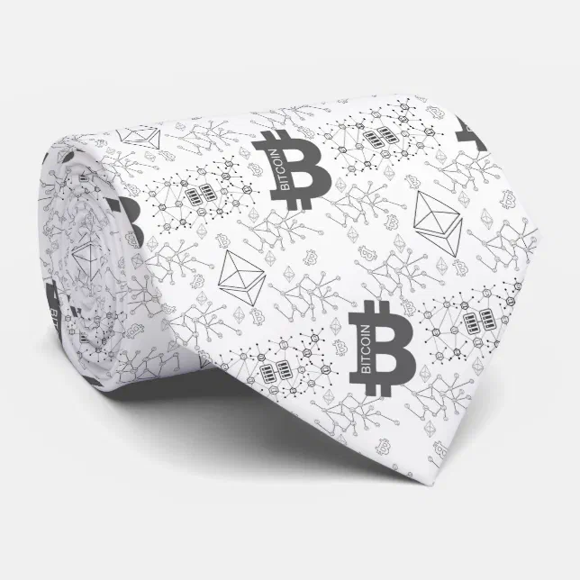 Cryptocurrency blockchain neck tie (Rolled)