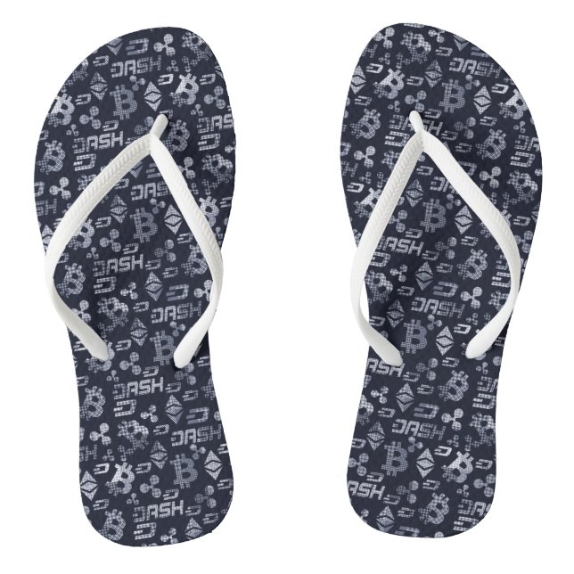 Cryptocurrency Blue Money Pattern Flip Flops (Footbed)