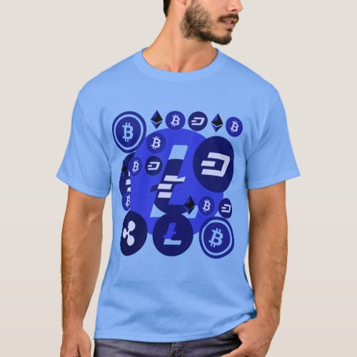 Cryptocurrency blue pattern T_Shirt